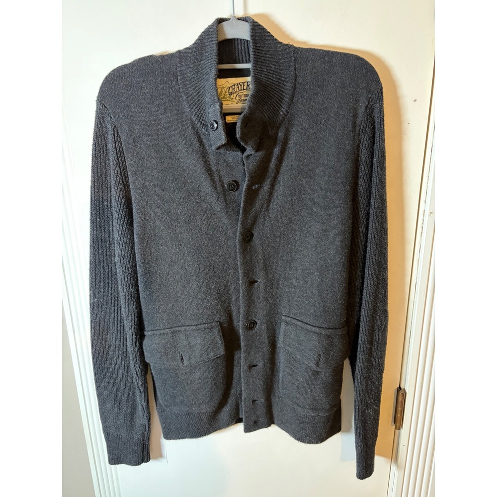 Grayers Outdoor Garments Mens Cardigan Sweater Charcoal Gray Merino Wool Blend M